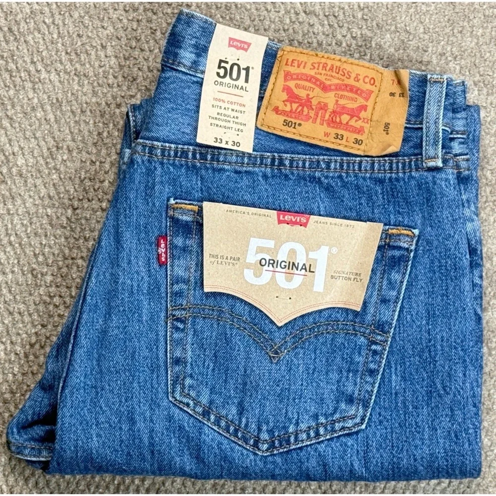 Levi's 501xx Men's Straight Leg Button Fly 5 Pocket Denim‎ Jeans Size 33x30